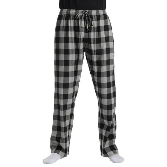 #followme Pajama Pants for Men 45915-10805-XXXL-SIOC (Buffalo Plaid - Grey Black 100% Cotton Flannel, Large)