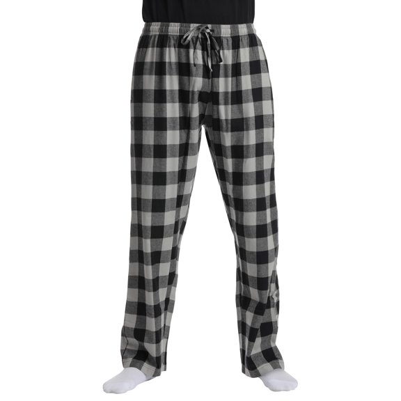 #followme Pajama Pants for Men 45915-10805-XXXL-SIOC (Buffalo Plaid - Grey Black 100% Cotton Flannel, Medium)