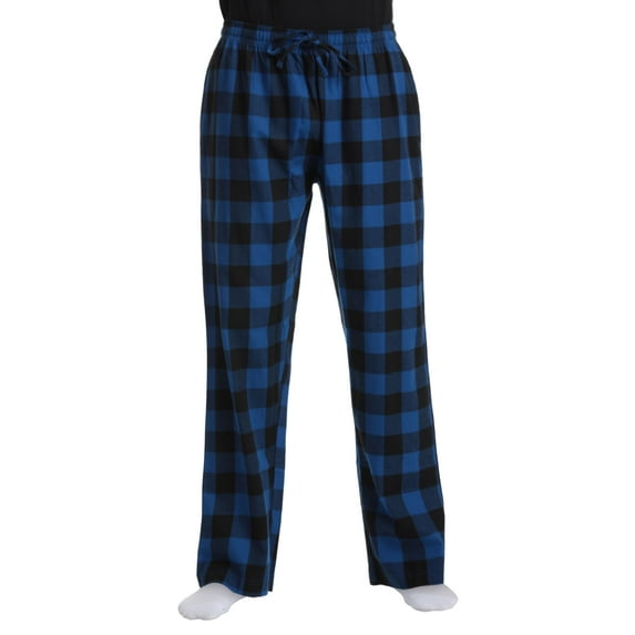 #followme Pajama Pants for Men 45915-10805-XXXL-SIOC (Buffalo Plaid - Royal Black 100% Cotton Flannel, Small)