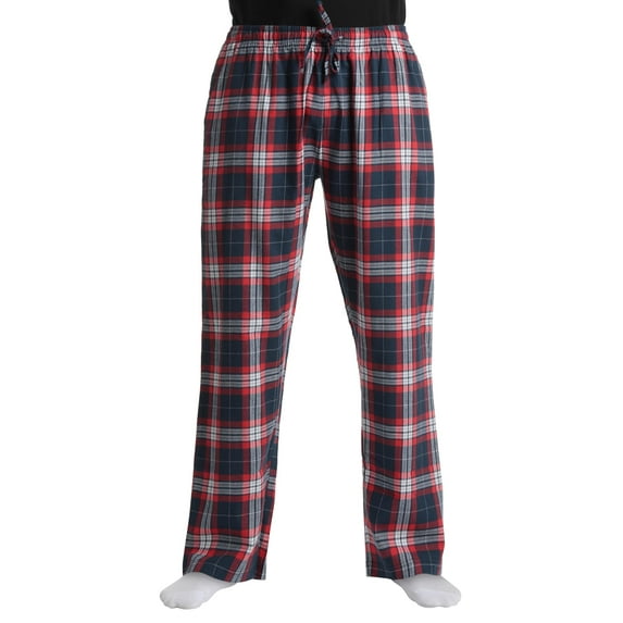 #followme Pajama Pants for Men 45915-10805-XXXL-SIOC (Navy Red Plaid 100% Cotton Flannel, 3X-Large)