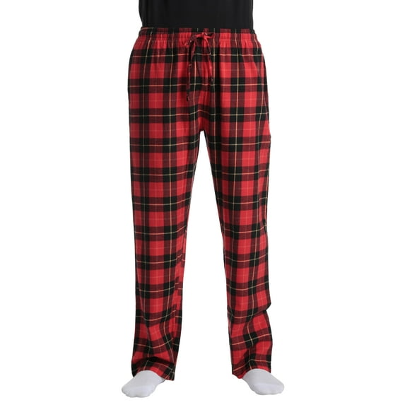 #followme Pajama Pants for Men 45915-10805-XXXL-SIOC (Red Black Plaid 100% Cotton Flannel, XX-Large)