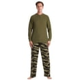 thumbnail image 1 of #FollowMe Mens Thermal Henley Pajama Set with Polar Fleece Pants  Warm, Comfy Sleepwear (Camouflage Green, Large), 1 of 3