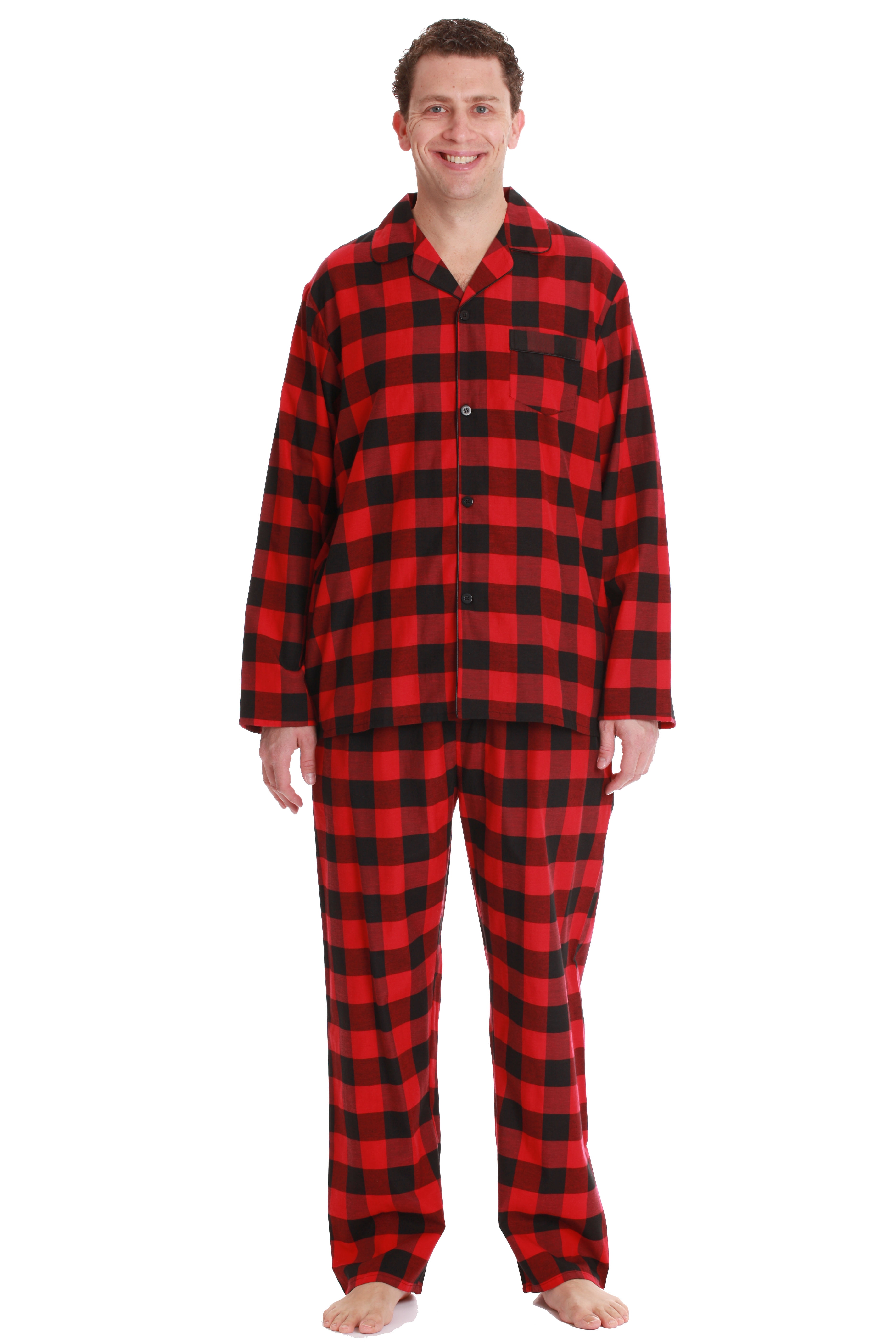 #followme Plaid Pajama Set for Men (Black Red Buffalo Plaid, Large ...