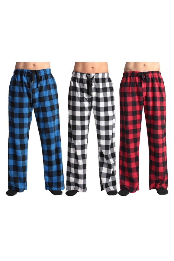 #followme Polar Fleece Pajama Pants for Men - (Pack of 3) 45960-A-XXXL-SIOC (3X-Large, Three Pack - Buffalo Plaid Red, Buffalo Plaid White, and Buffalo Plaid Blue)