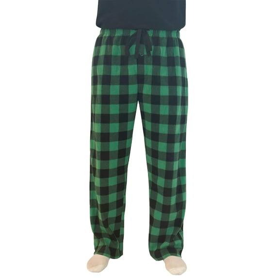 #followme Polar Fleece Pajama Pants for Men 45902-V-10195-GB-L (Large, Buffalo Plaid - Green Black)