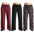 thumbnail image 1 of #followme Polar Fleece Pajama Pants for Men - (Pack of 3) 45960-B-M-SIOC (Medium, Three Pack - Buffalo Plaid Red, Solid Black, Candy Cane), 1 of 4