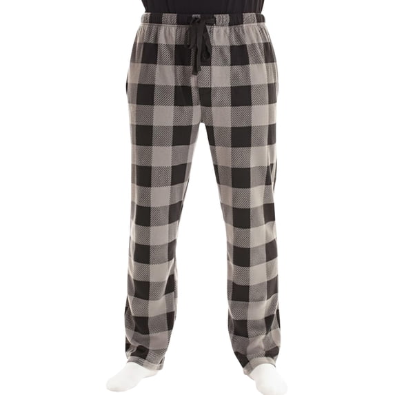 #followme Microfleece Mens Buffalo Plaid Pajama Pants with Pockets (Buffalo Plaid Enlarged Grey Black, XX-Large)