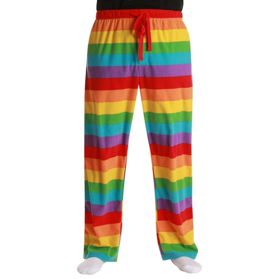 #followme Polar Fleece Pajama Pants for Men Sleepwear PJs (Rainbow Stripe, Medium)