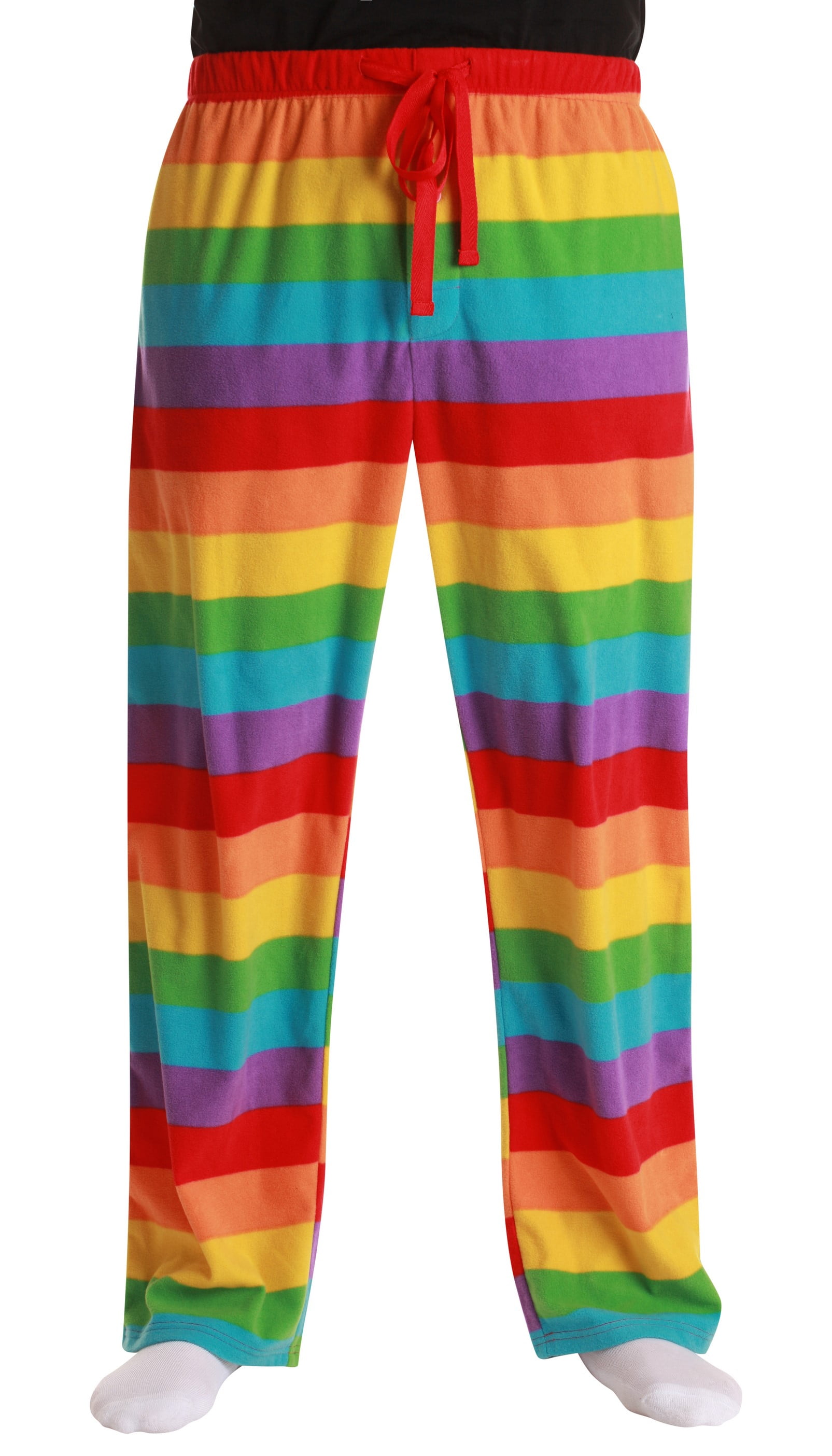 followme Polar Fleece Pajama Pants for Men Sleepwear PJs (Rainbow Stripe,  X-Large) 