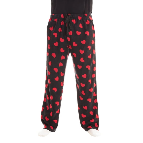 #followme Polar Fleece Pajama Pants for Men Sleepwear PJs (Red Hearts, X-Large)