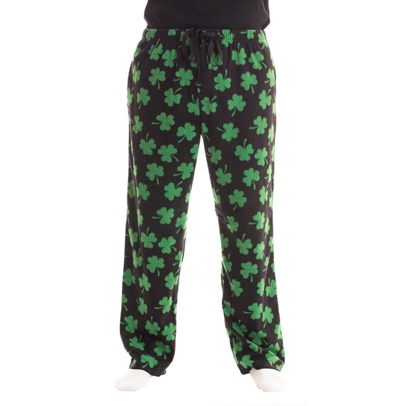 #followme Polar Fleece Pajama Pants for Men Sleepwear PJs (Simple Shamrock, Medium)