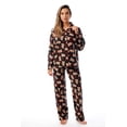 thumbnail image 1 of #followme Printed Flannel Button Front PJ Pant Set (Black - Bite Me Gingerbread Man, Small), 1 of 3