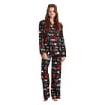 thumbnail image 1 of #followme Printed Flannel Button Front PJ Pant Set (Black - Love Paris, Large), 1 of 3