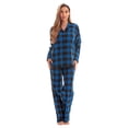 thumbnail image 1 of #followme Printed Flannel Button Front PJ Pant Set (Blue - Buffalo Plaid, Medium), 1 of 3