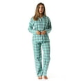 thumbnail image 1 of #followme Printed Flannel Button Front PJ Pant Set (Jade - Plaid, 1X), 1 of 3