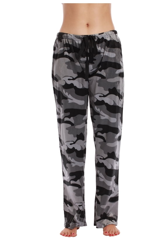 #followme Silky Fleece Buffalo Plaid Pajama Pants for Women (Camouflage Black, 3X)