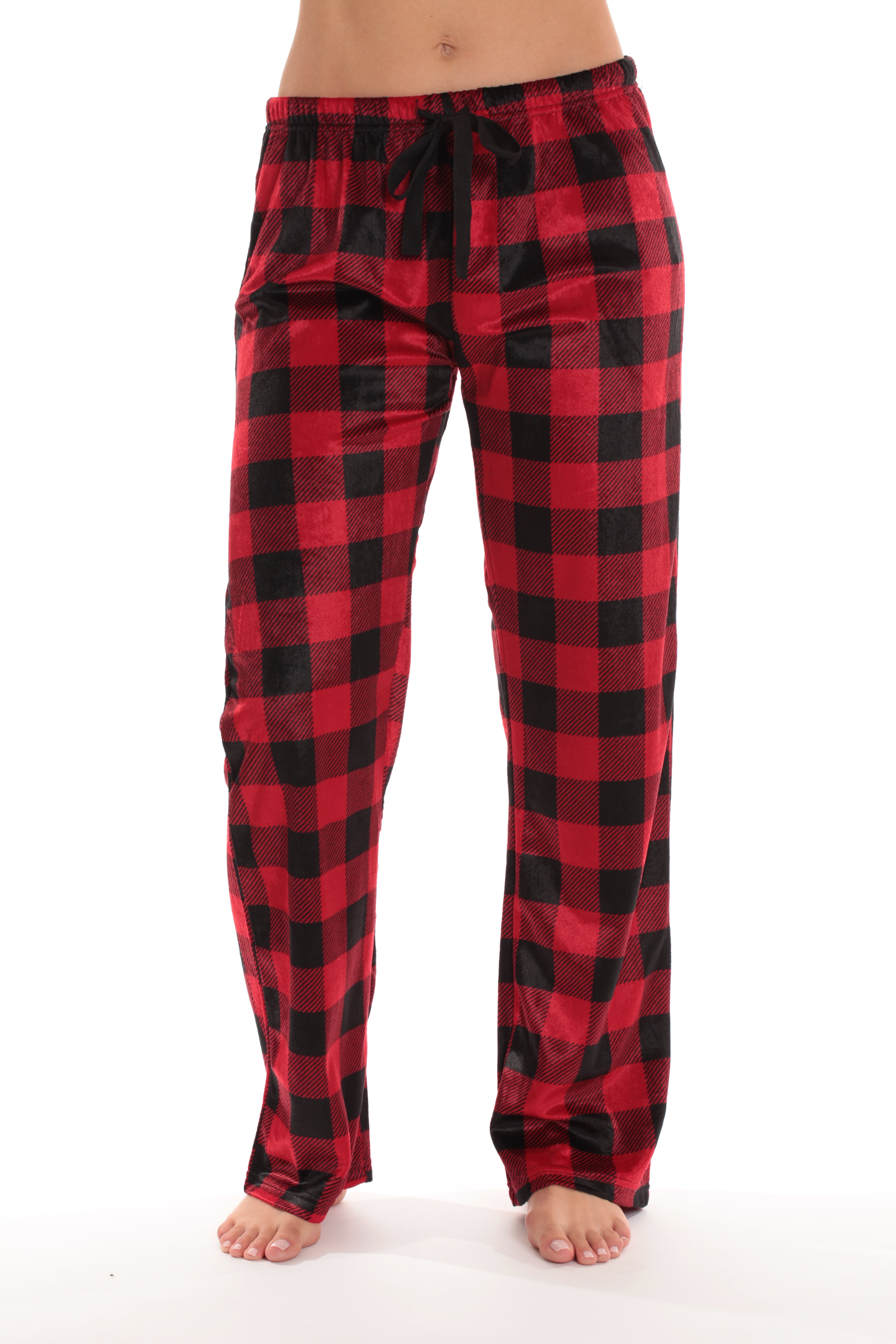 #followme Silky Fleece Buffalo Plaid Pajama Pants for Women (Red ...