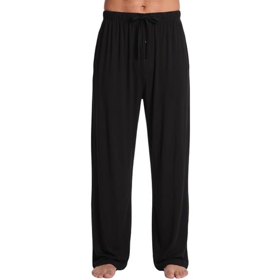 #followme Super Soft Mens Polyspandex Pajama Pants with Pockets (Black, Small)