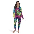 thumbnail image 1 of #followme Tie Dye 2 Piece Jogger Thermal Pajama Set for Women 6862-10575-XXL (Tie Dye Blue Brights, X-Large), 1 of 3