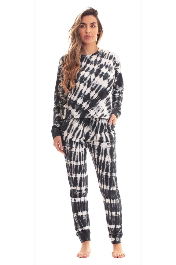 #FollowMe Womens Tie Dye Jogger Set French Terry Two-Piece Loungewear & Sweatsuit