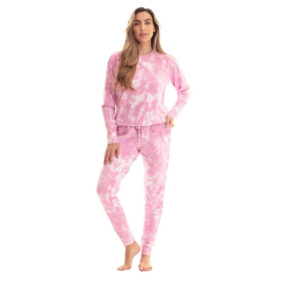 #FollowMe Womens Tie Dye Jogger Set French Terry Two-Piece Loungewear & Sweatsuit