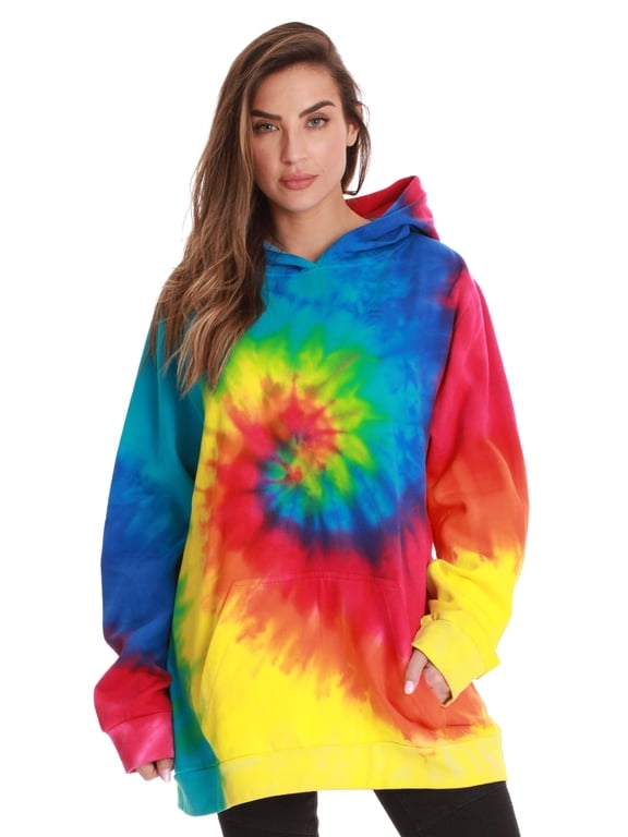 #followme Tie Dye Pullover Hoodie for Men and Women Fleece Hooded Sweatshirt (Tie Dye Bright, Medium)