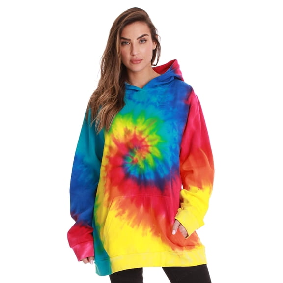 #followme Tie Dye Pullover Hoodie for Men and Women Fleece Hooded Sweatshirt (Tie Dye Bright, Small)