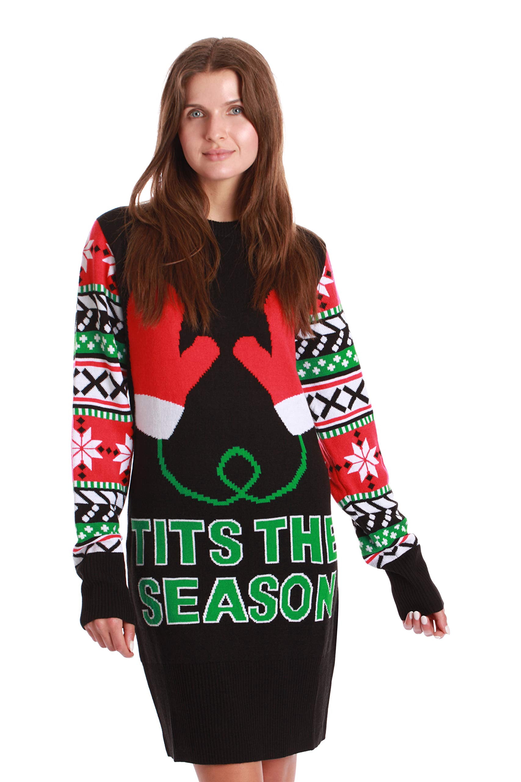 followme Ugly Christmas Holiday Sweater Dress 6872-225-M (Black - Season  Dress, XX-Large) - Walmart.com