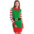 thumbnail image 1 of #followme Ugly Christmas Holiday Sweater Dress 6872-225-M (Green - Elf Dress, Medium), 1 of 3
