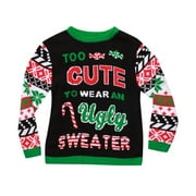 #followme Ugly Christmas Sweaters for Girls 68601-363-7-8 Black - Too Cute, 14-16 Years