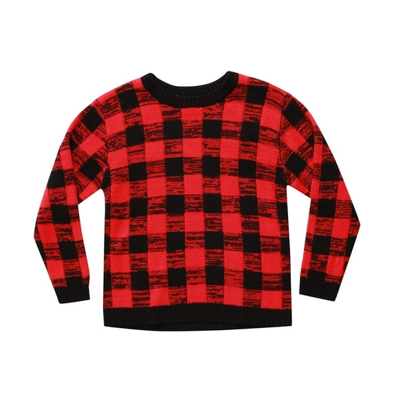 #followme Ugly Christmas Sweaters for Girls 68601-363-7-8 (Buffalo Plaid, Girls 6X)