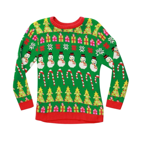 #followme Ugly Christmas Sweaters for Girls 68601-363-7-8 (Green - Holiday Fun, Girls 10-12)