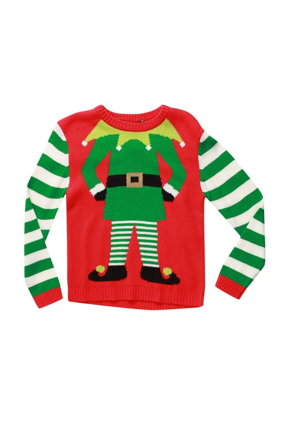#followme Ugly Christmas Sweaters for Girls 68601-363-7-8 (Red - Elf, Girls 14-16)