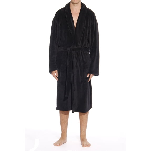 #followme Ultra Soft Plush Robe for Men with Shawl Collar (Black, Large)