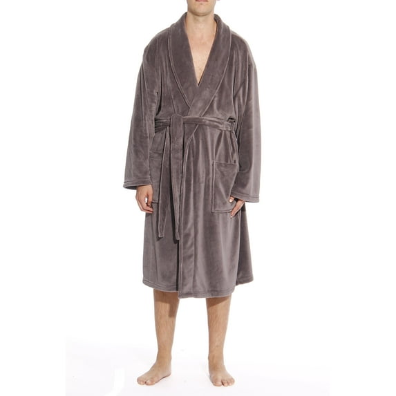 #followme Ultra Soft Plush Robe for Men with Shawl Collar (Charcoal Grey, Large)