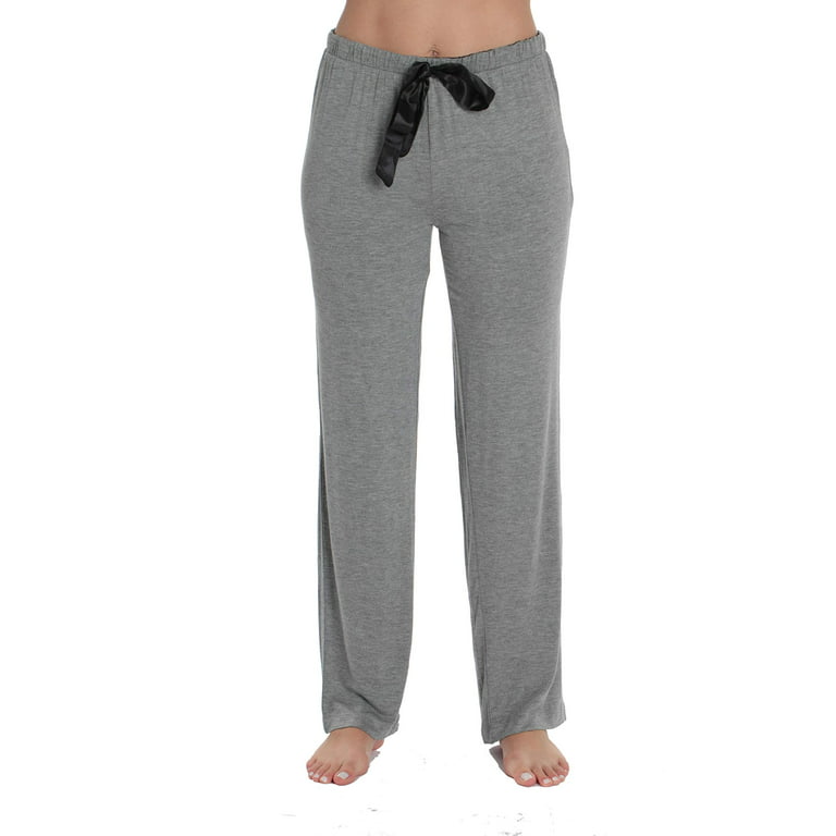 #followme Ultra Soft Solid Stretch Jersey Pajama Pants for Women (Grey With  Black, 2X)
