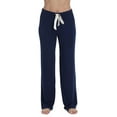 thumbnail image 1 of #followme Ultra Soft Solid Stretch Jersey Pajama Pants for Women (Navy With Cream, Medium), 1 of 3