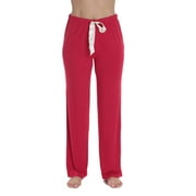 #followme Ultra Soft Solid Stretch Jersey Pajama Pants for Women (Red With Cream, 1X)