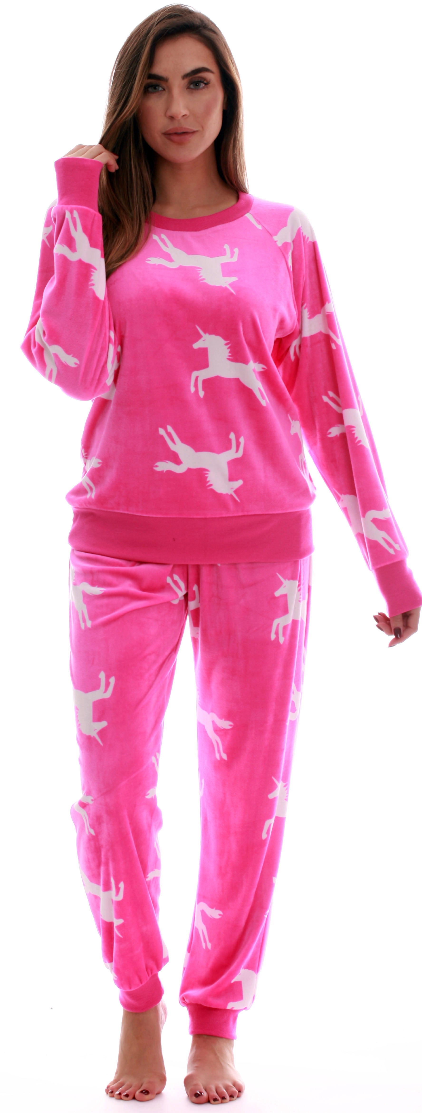 followme Women's Jogger Pajama Pants Set Ultra-Soft Velour PJs