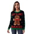 thumbnail image 1 of #followme Womens Ugly Christmas Sweater - Sweaters for Women (Black - Get Baked, X-Large), 1 of 2