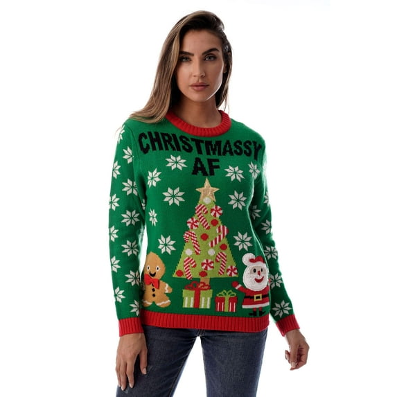 Followme Christmassy AF Ugly Christmas Acrylic, Sweater (Women's), Sizes S-XXL