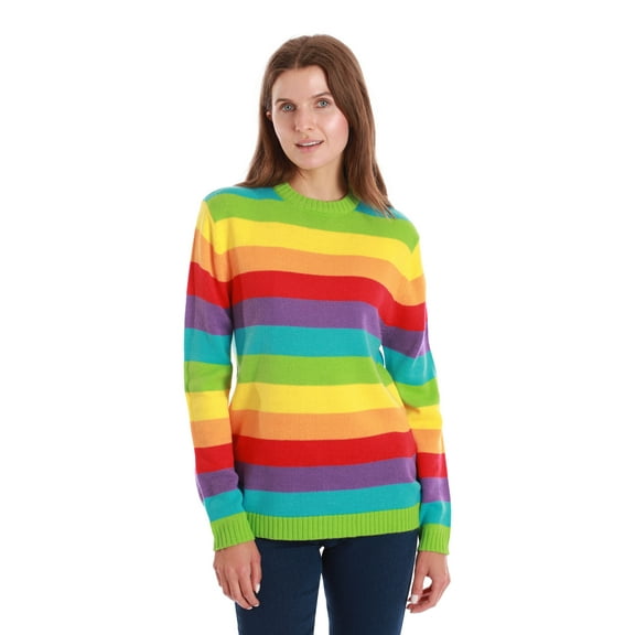 #followme Womens Ugly Christmas Sweater - Sweaters for Women (Rainbow Pride, Small)