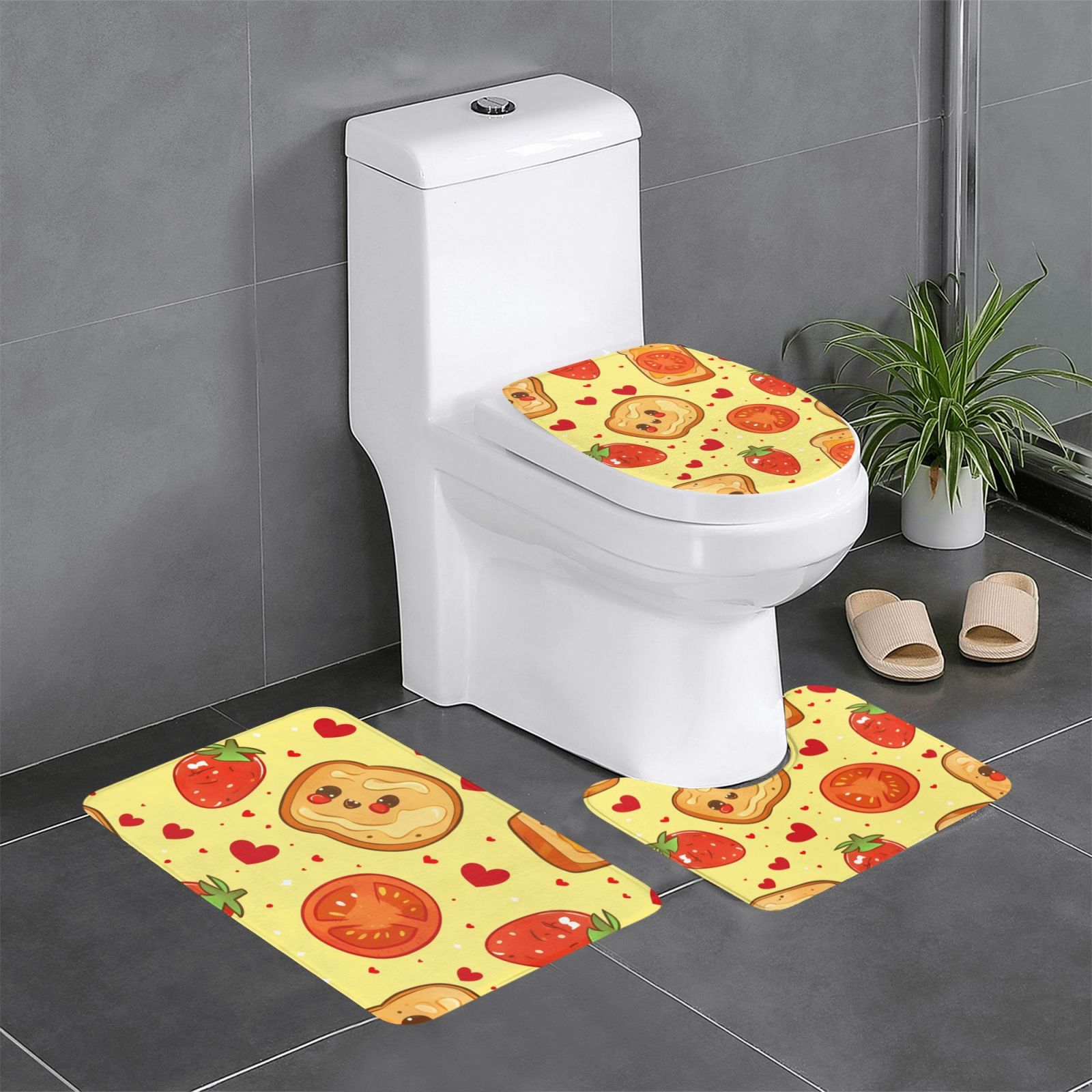food cartoon Bathroom Decot Bathroom Rug Sets 3 Piece Toilet mat ...