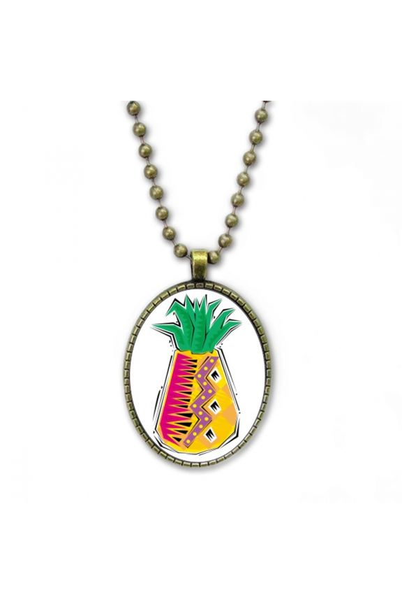 food pinefruit mexicon culture element illustration necklace vintage chain bead pendant jewelry collection