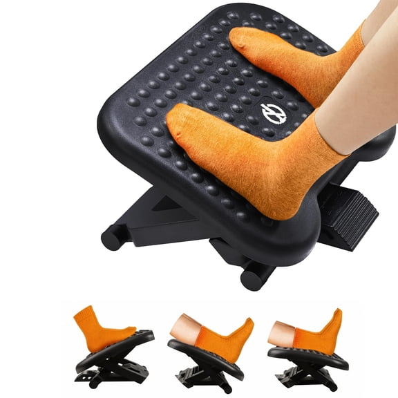 Behome Foot Rest for Under Desk at Work, Foot Rest with Massage, 3 Height and 30-Degree Tilt Angle, Foot Stool for Home, Office
