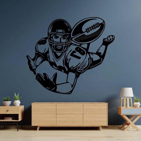 football Athletes Wall decal football Sport svg Motivation Healthy Teamplay Wall Sticker Home Bedroom Decor Vinyl Decal 42x37cm