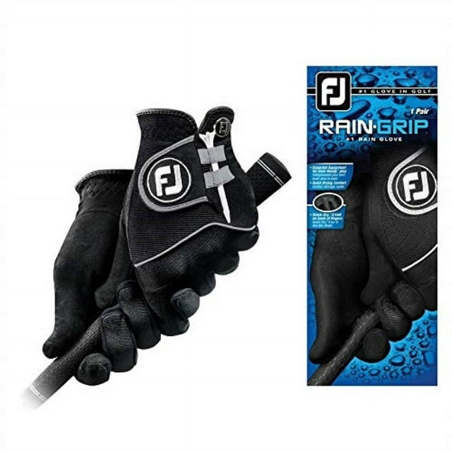 footjoy men's raingrip pair golf glove black cadet medium/large, pair