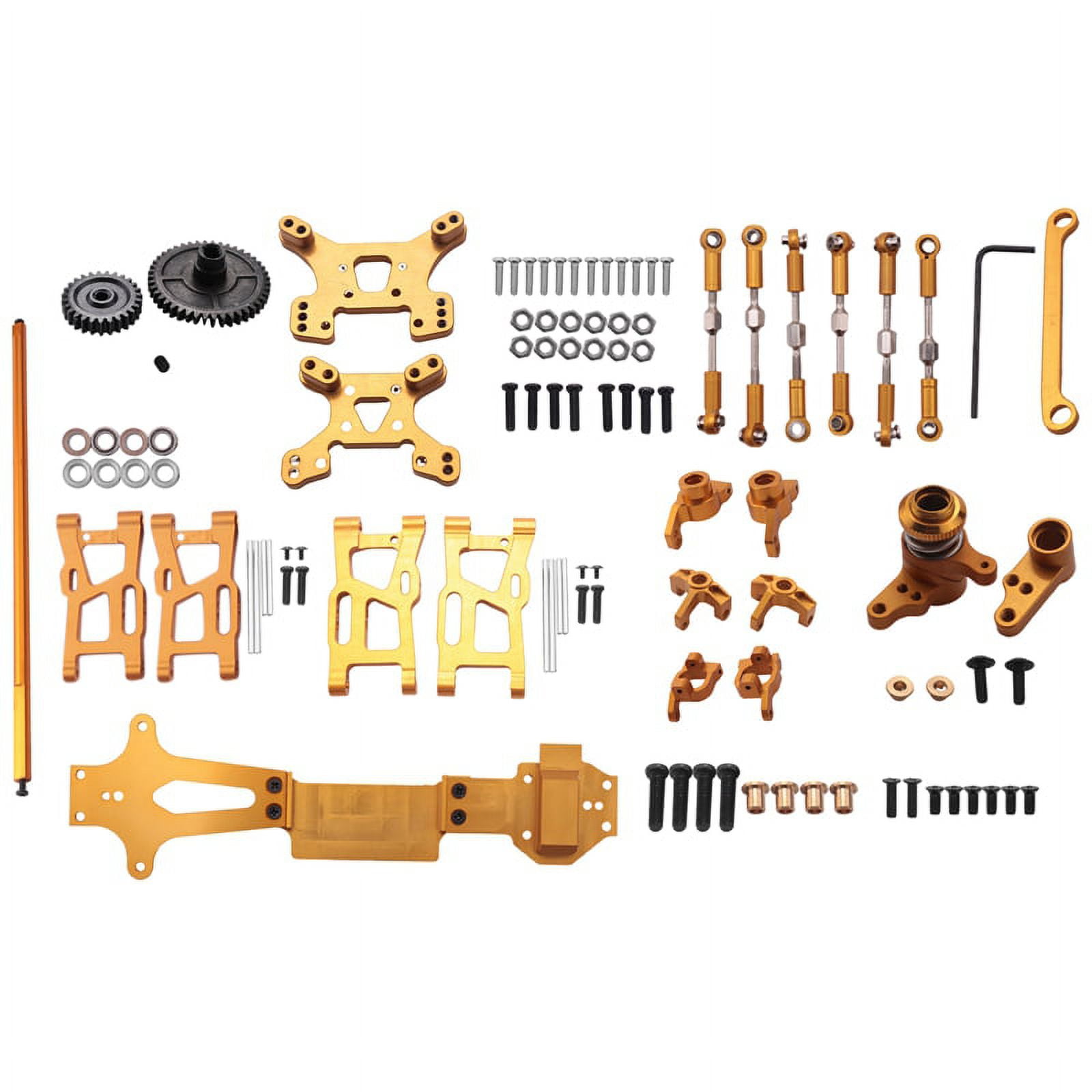 Lyzeous Full Metal Upgrade Parts Kit For 1:14 WLtoys 144001 RC Car - Steering Cups, Arms, Drive Shaft & More (Blue)