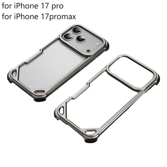 for 17Pro 17 Pro Max Metal Frame Hollowed Out Phone Case Drop Protection Thin Magnetic Cover Shockproof Case
