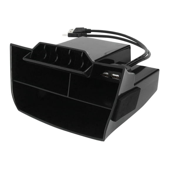 Car Black ABS Inner Console Central Storage Box with USB Port